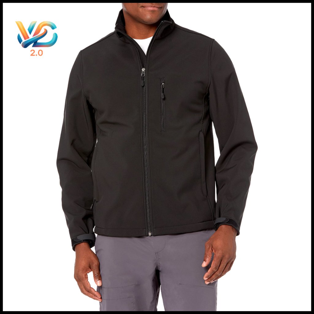 Men's Water-Resistant Softshell Jacket Regular Fit Fleece Lined